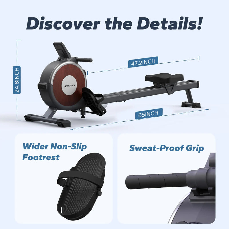 MERACH Rowing Machine Magnetic Rower Machine for Home 16 Levels Quiet Resistance Dual Slide Rail Max 350lb Weight Capacity  R02