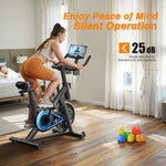MERACH Exercise Bike Brake Pad Stationary Bike Low Noise Indoor Cycling Bike 270lbs Weight Capacity Tablet Mount Fitness Courses
