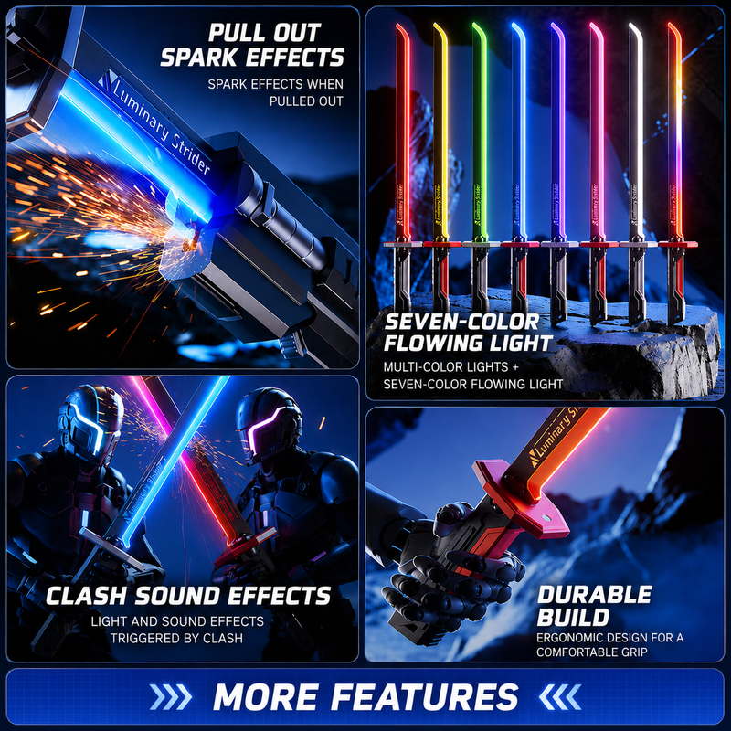 LED Light Saber Toy Sword – 7-Colour Flowing Light, Light-Up Action Toy