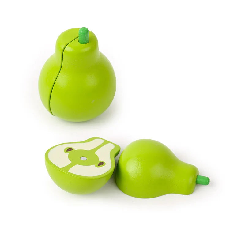 Wooden Toy Cutting Fruit Vegetables Food Pretend Play Toy