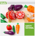 Wooden Toy Cutting Fruit Vegetables Food Pretend Play Toy