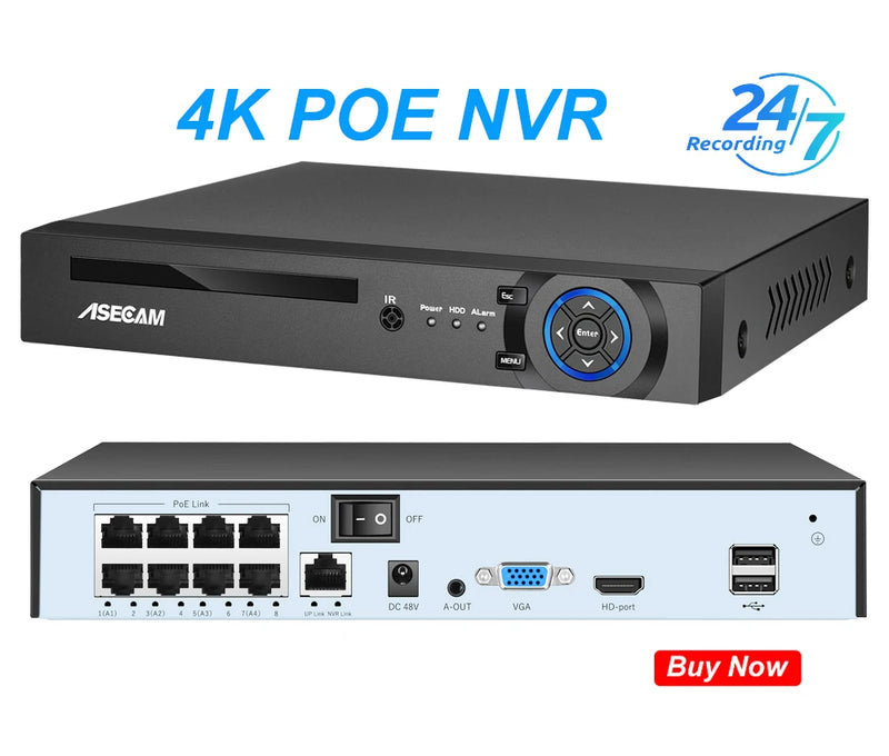 ASECAM 4K 8MP IP Camera Outdoor Audio