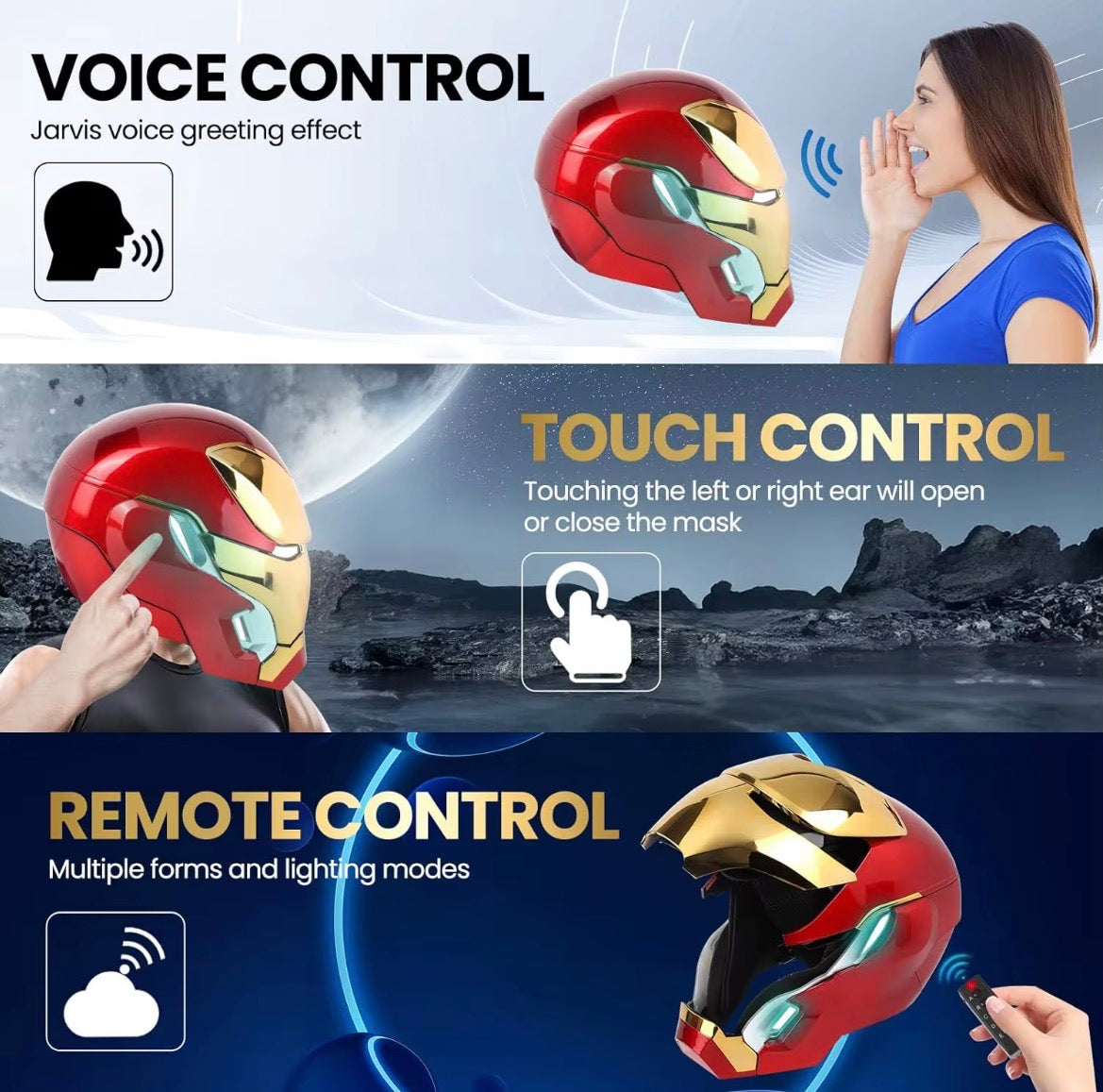 Iron Man MK50 Electronic mask & LED Display Stand