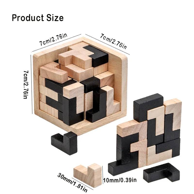 3D Cube Puzzle Luban Interlocking Creative Educational Wooden Toy
