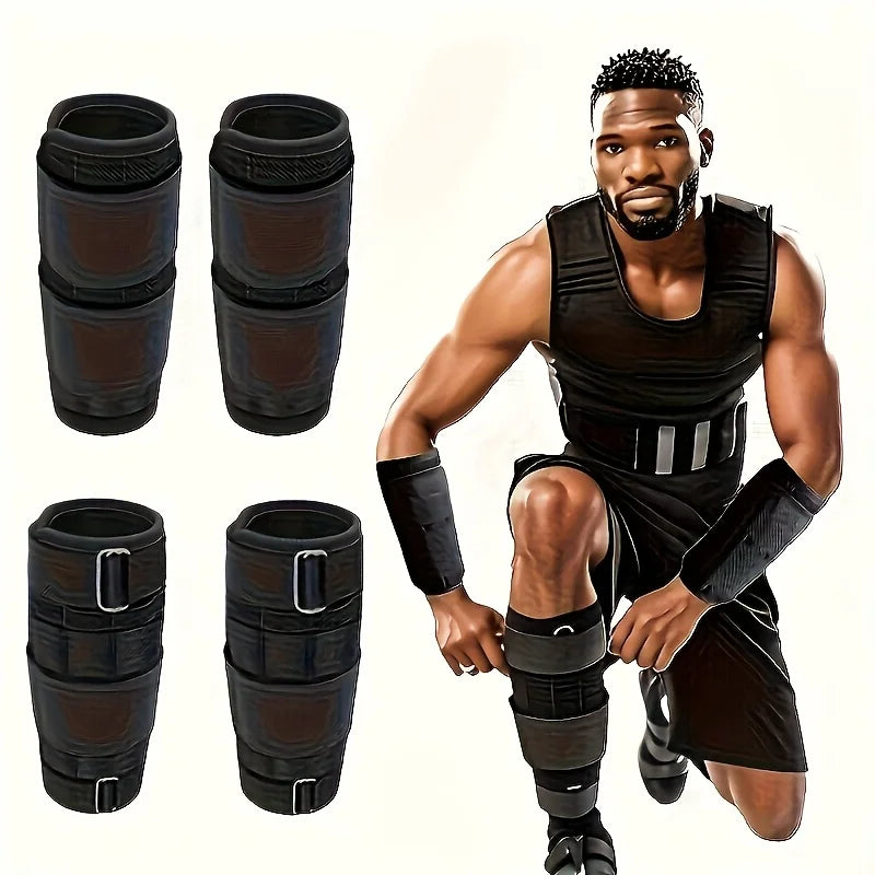 4 adjustable ankle/wrist weight straps - Weight packs for leg and arm training, suitable for walking and running exercises