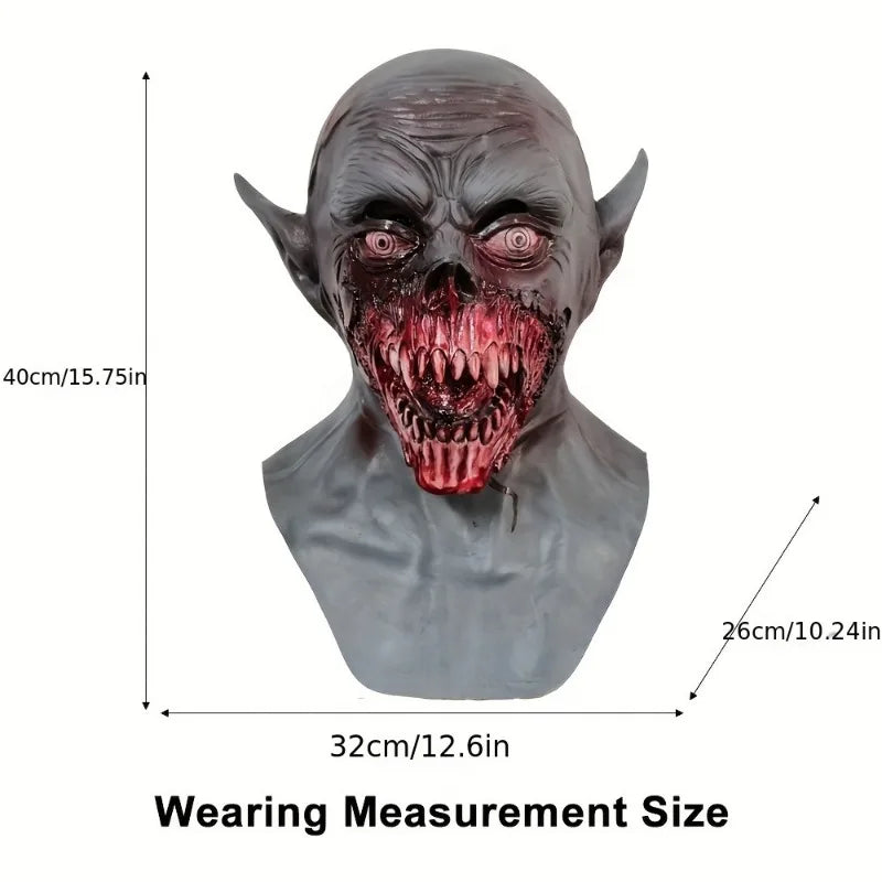 Realistic Vampire Horror Mask – Bloody Demon Zombie Full-Head & Neck Latex Mask for Halloween Cosplay