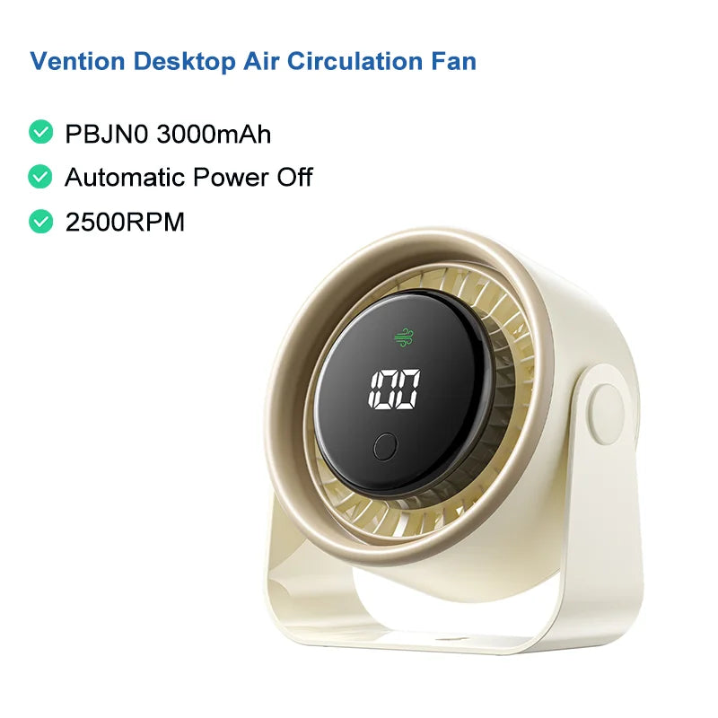 Vention Air Circulation Fan Wireless Electric Fan 3000/4500mAh Portable Speed Cooling Cooler 2500RPM