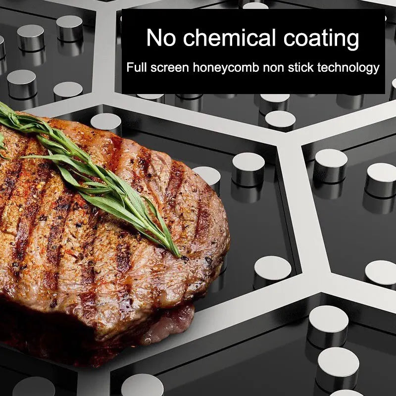 Nawongo Whole Body Tri-Ply Stainless Steel Frying Pan 316 Stainless Steel Wok Pan Double-sided Honeycomb Skillet Suitable for All Stove