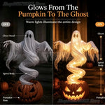 Swirling Ghost Pumpkin LED Yard Lamp – Halloween Outdoor Garden Floor Light & Spooky Pumpkin Decoration