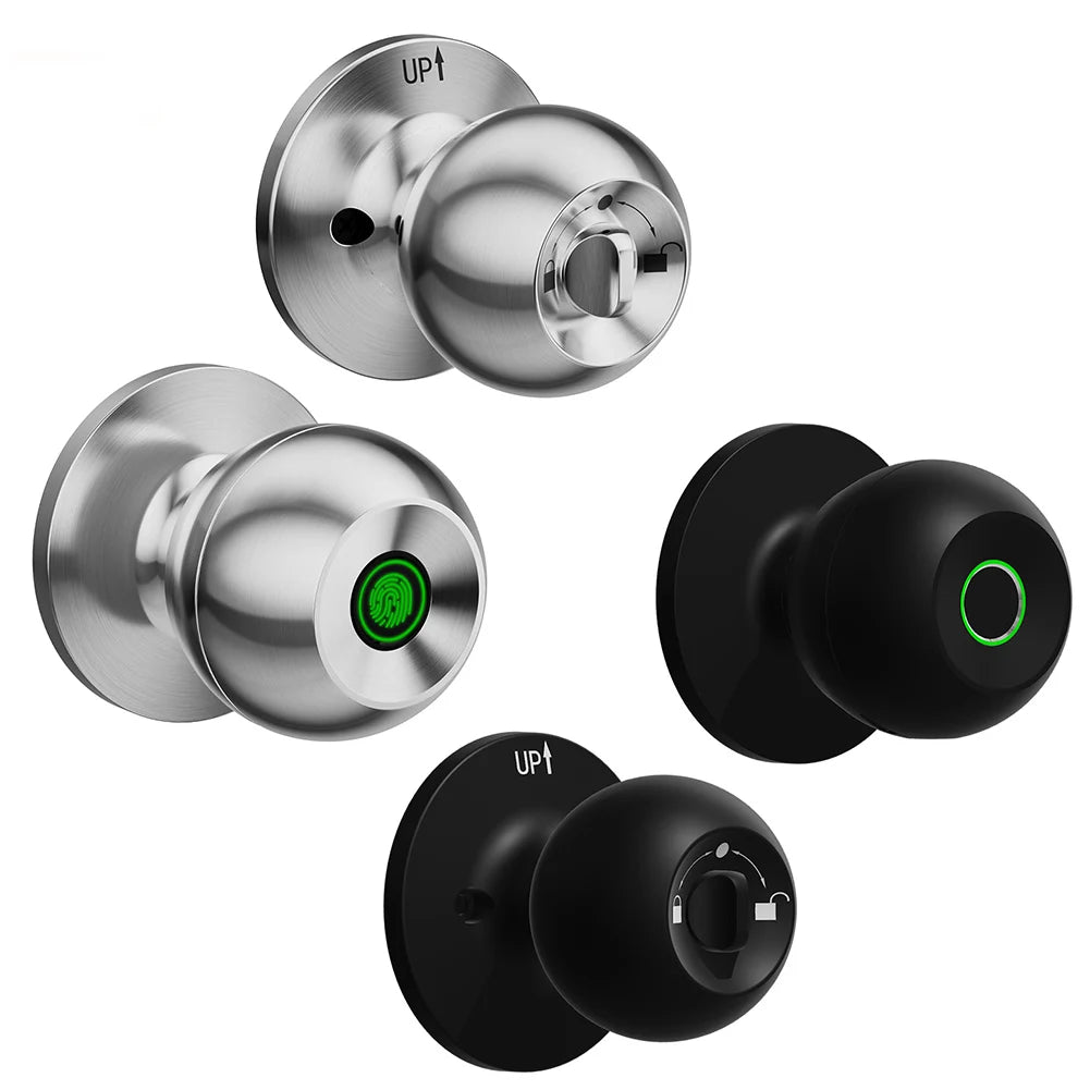 Smart Doorknob Fingerprint, Rechargeable Electronic Door Lock with Keys