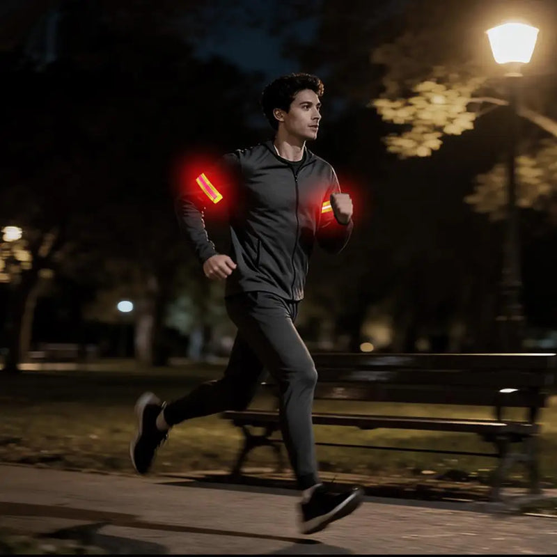 Night Running Armband LED Light Outdoor Sports USB Rechargeable Safety Belt Arm Leg Warning Wristband Cycling Bike Bicycle Light