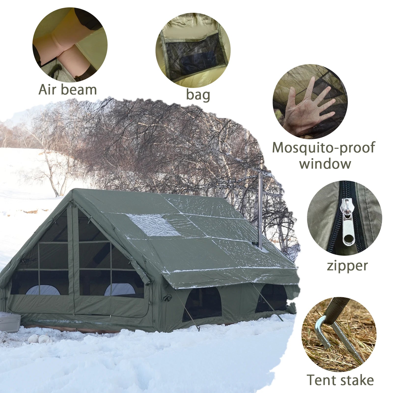 Pakicetus Large Inflatable camping tent 4-8 people with windows portable water-resistant camping tent
