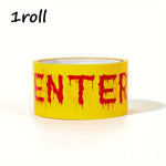 1pc 25m Halloween Do Not Enter Warning Tape – Bloody Handprint Drip Design Yellow Barrier Tape for Haunted House & Party Decor