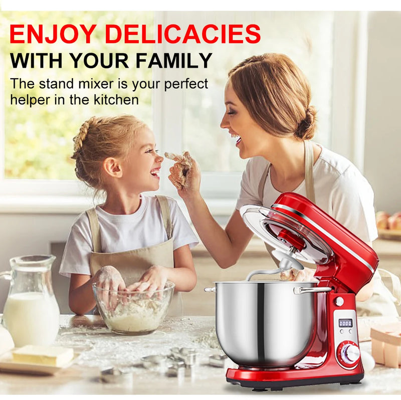BioloMix Kitchen Food Stand Mixer, Blender, Quiet Motor, Cream Egg Whisk, Whip Dough Kneader, 6-Speed, 1200 W, 6 L