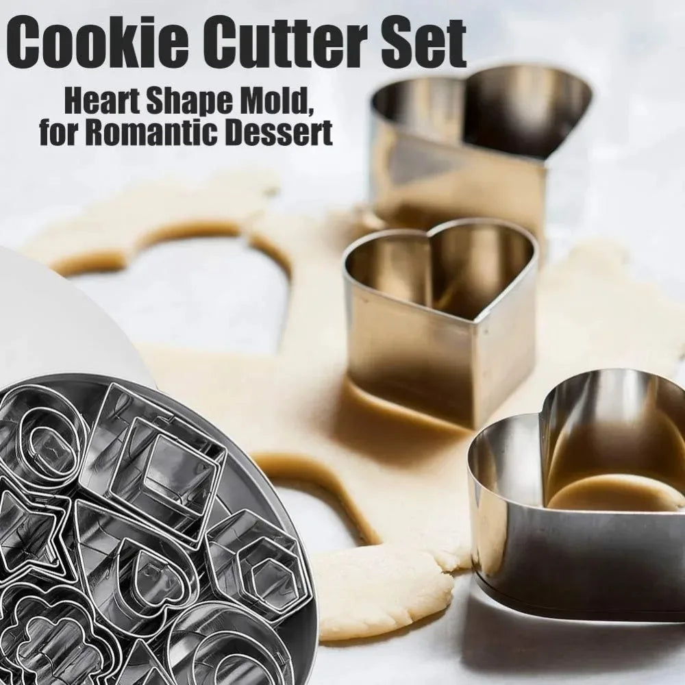Weilton Multi-piece Set of Geometric Cookie Cutters, Stainless Steel Pastry Molds, Fruit Tools -perfect for DIY Baking and Fruit Cutting