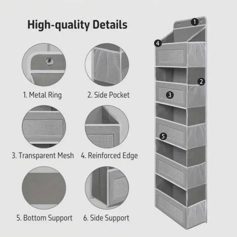 Generic 1PC Hanging Storage Bag with Pockets Over The Door Wall Mounted Storage Rack for Household Space Saving Hanging Organizer Home