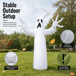 1.8M Giant Inflatable White Ghost with LED Lights – Halloween Horror Decoration, Waterproof PVC Outdoor Yard & Garden Party Prop