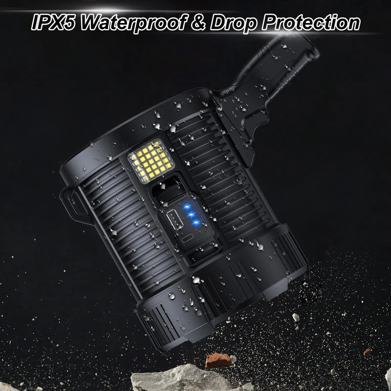 Rechargeable Spotlight 900000 Lumens Led Spotlights Handheld Large Flashlight Super Bright Outdoor Solar Spotlights Searchlight