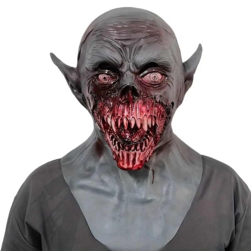 Realistic Vampire Horror Mask – Bloody Demon Zombie Full-Head & Neck Latex Mask for Halloween Cosplay