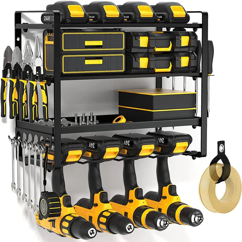 Ishmet Power Tool Organizer Wall Mount Heavy Duty Metal Tool Shelf Cordless Drill Hanger Storage Rack Tool Holder for Workshop Pegboard