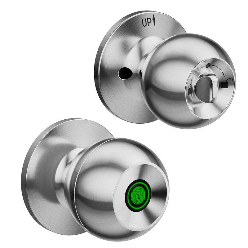 Smart Doorknob Fingerprint, Rechargeable Electronic Door Lock with Keys