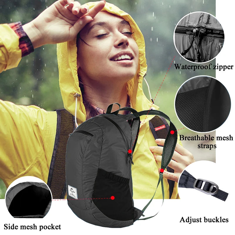Naturehike Camping Backpack Portable Ultralight Waterproof Nylon Bag 18L