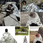 Emergency Thermal Poncho Blanket Lightweight Water-Resistant Windproof Sunshade Reusable First Aid Mat Pad Cover