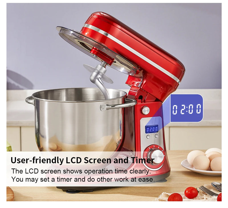 BioloMix Kitchen Food Stand Mixer, Blender, Quiet Motor, Cream Egg Whisk, Whip Dough Kneader, 6-Speed, 1200 W, 6 L