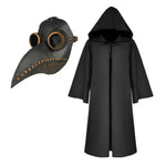 Medieval Plague Doctor Mask & Cloak Costume Set for Adults & Kids, Black Hooded Robe for Halloween Cosplay, Roleplay & Parties