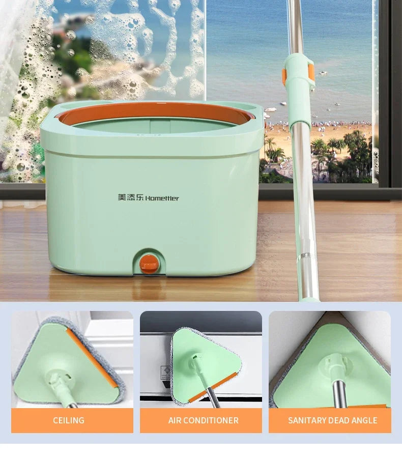 Rotating Mop Microfibers Mop and Bucket Set Floor Washing Mops Triangle Window Washing Mops Household Cleaning Tools for Home