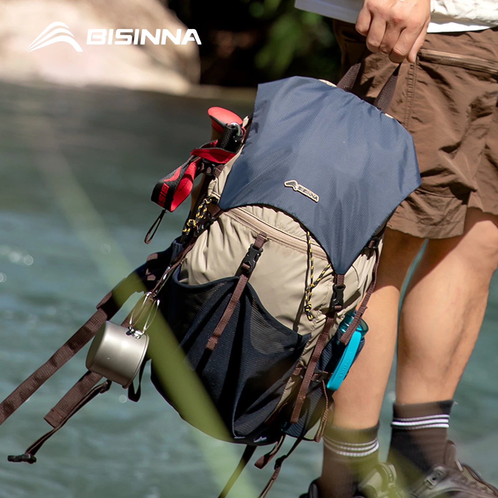 BISINNA Camping Backpack, Hiking Portable Ultralight Waterproof Nylon Bag 22L