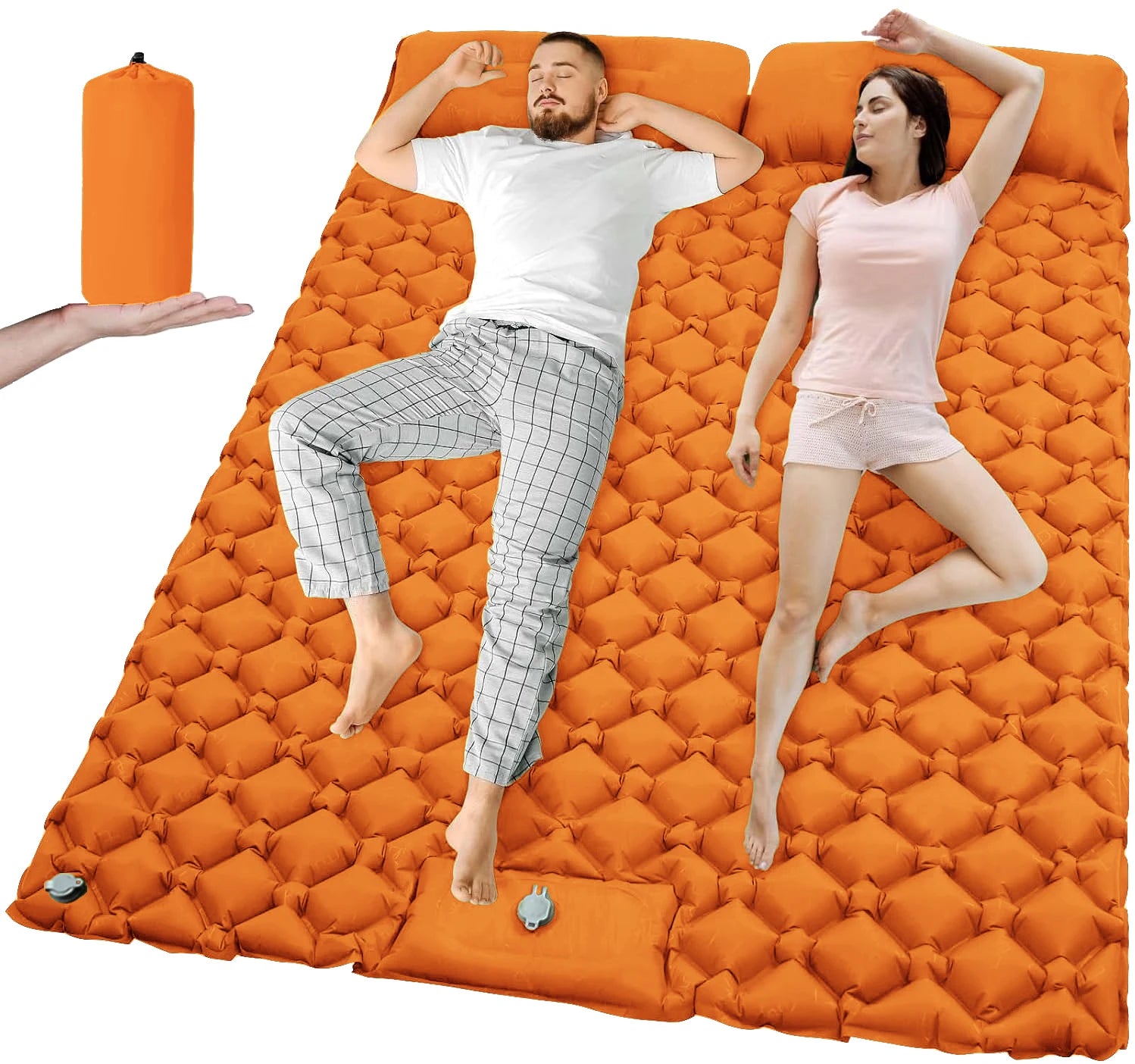 Outdoor Camping Double Inflatable Mattress Extra Wide Sleeping Pad Ultralight Folding Bed Sleeping Mat Car Travel Mat