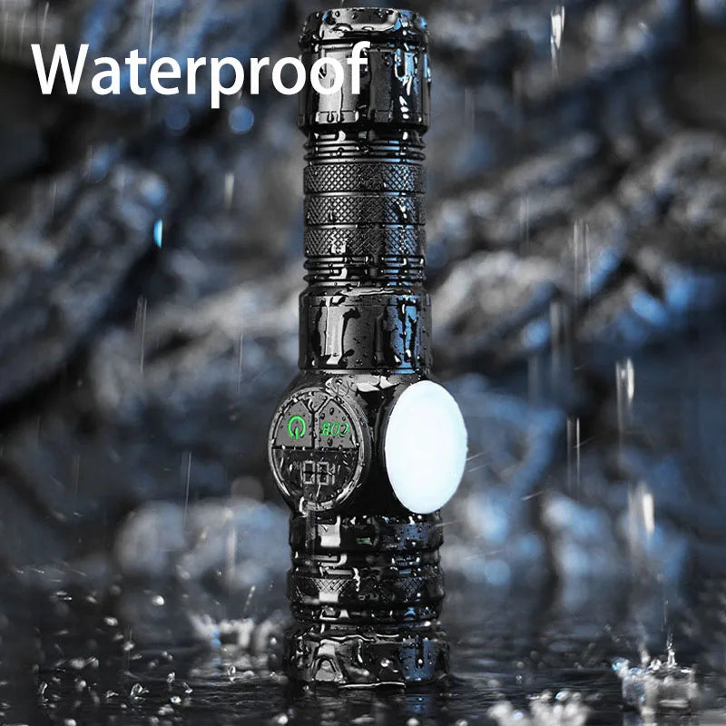 Gondiah Camping High Strong Power LED Flashlights USB Rechargeable Magnetic Tactical Torch with COB Side Light Camping Fishing Zoom Lantern