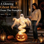Swirling Ghost Pumpkin LED Yard Lamp – Halloween Outdoor Garden Floor Light & Spooky Pumpkin Decoration