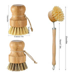 Vilda Bamboo Kitchen Cleaning Brush Natural Dishes Pots Pans Sink Washing Brush Eco-friendly Clean Scrubber with Draining Storage Tray