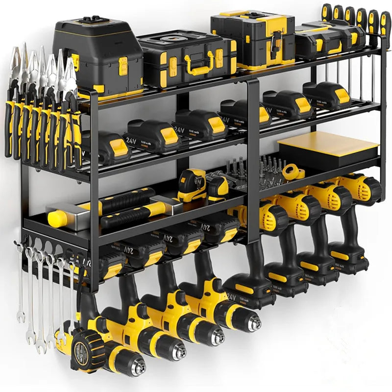 Ishmet Power Tool Organizer Wall Mount Heavy Duty Metal Tool Shelf Cordless Drill Hanger Storage Rack Tool Holder for Workshop Pegboard