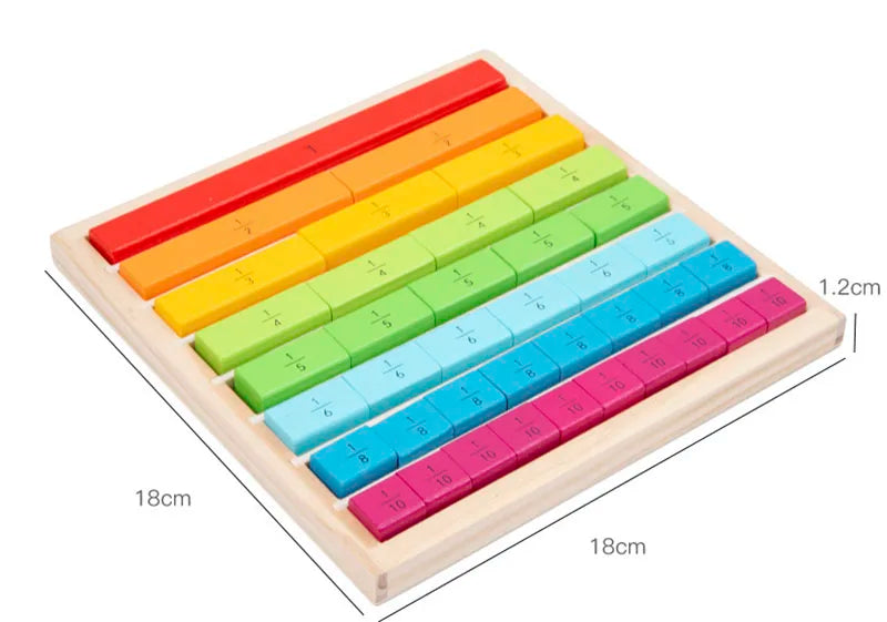 Wooden Montessori Teaching Math Toys Colour Fraction & Adding Sticks