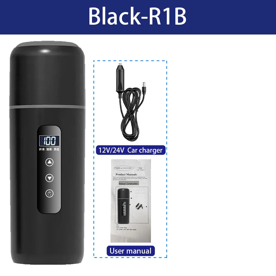 Electric Kettle 12V24V Portable Heating Cup 500ml Travel Heating Touch Screen Intelligent Adjustable Temperature Thermal Cup