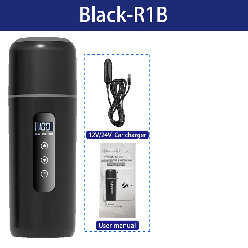 Electric Kettle 12V24V Portable Heating Cup 500ml Travel Heating Touch Screen Intelligent Adjustable Temperature Thermal Cup