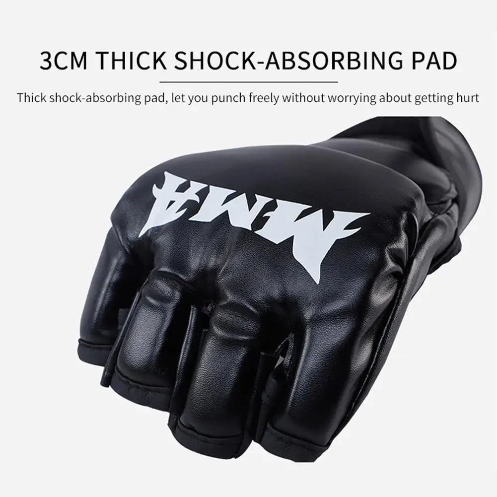 Half Finger Boxing Gloves Pu Leather Mma Fighting Kick Gloves Sanda Training Mma Taekwondo Boxing Sandbag Adult Tkd Fight G H6l5