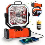 Radiator Fan 20000mAh Battery Camping Fan 4 LED Lantern 8 Speeds Portable Fan