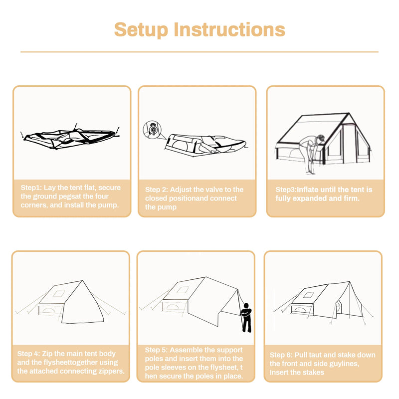 Pakicetus Large Inflatable camping tent 4-8 people with windows portable water-resistant camping tent