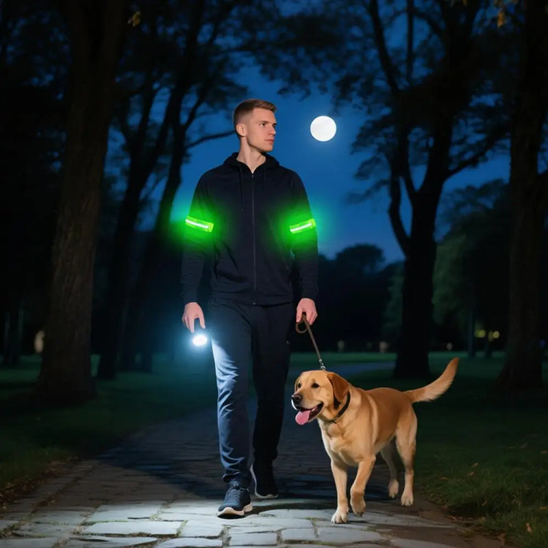 Night Running Armband LED Light Outdoor Sports USB Rechargeable Safety Belt Arm Leg Warning Wristband Cycling Bike Bicycle Light