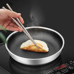 Nawongo Whole Body Tri-Ply Stainless Steel Frying Pan 316 Stainless Steel Wok Pan Double-sided Honeycomb Skillet Suitable for All Stove