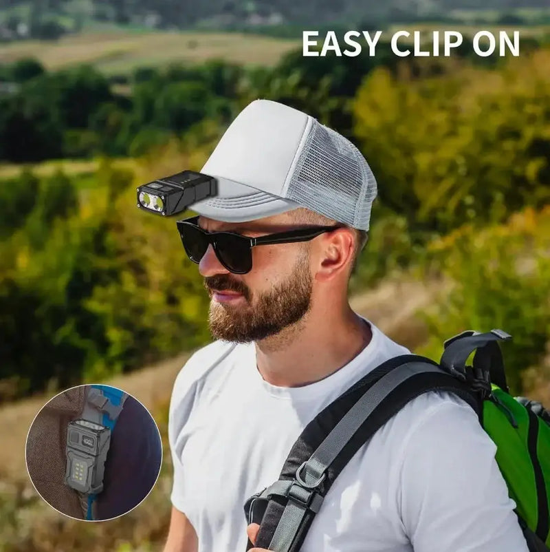 Clip-On Mini Portable LED Flashlight with Side COB Light Magnetic Tail USB Rechargeable