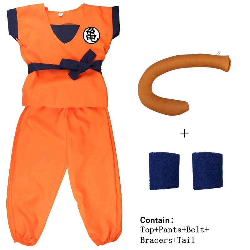 NEW Goku Cosplay Costume for Kids & Adults – Son Goku Super Saiyan Training Suit with Wig, Party Outfit
