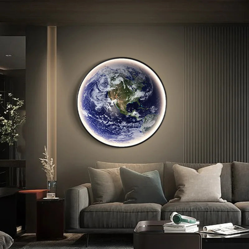 Nawongo Dimmable Indoor Creative Wall Mounted Ceiling Light Creative Bedside Living Room Round Decoration Modern LED Moon Wall 50cm Wall Light