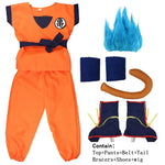 NEW Goku Cosplay Costume for Kids & Adults – Son Goku Super Saiyan Training Suit with Wig, Party Outfit