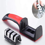 MasterBro 3-Segment Knife Sharpener Knife Sharpeners for Kitchen Knives Stainless Steel Three-Purpose Sharpening Stone for Kitchen Tools