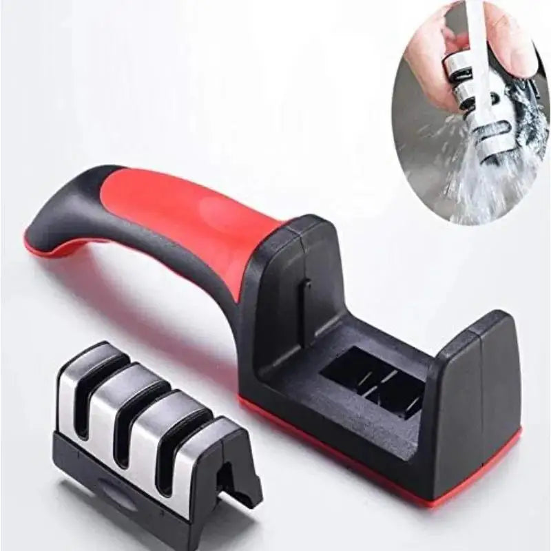 MasterBro 3-Segment Knife Sharpener Knife Sharpeners for Kitchen Knives Stainless Steel Three-Purpose Sharpening Stone for Kitchen Tools